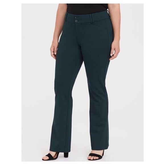 Torrid Studio Signature Ponte Stretch Trousers Forest Green Dress Pants Size 26R - Picture 1 of 10